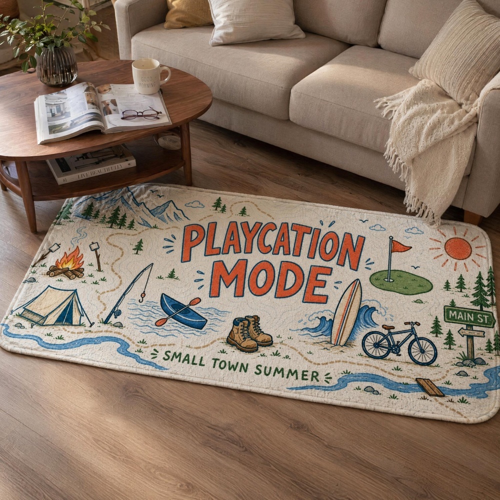 Outdoor Adventure Golf - Summer Camping Adventure Flannel Runner Rug,