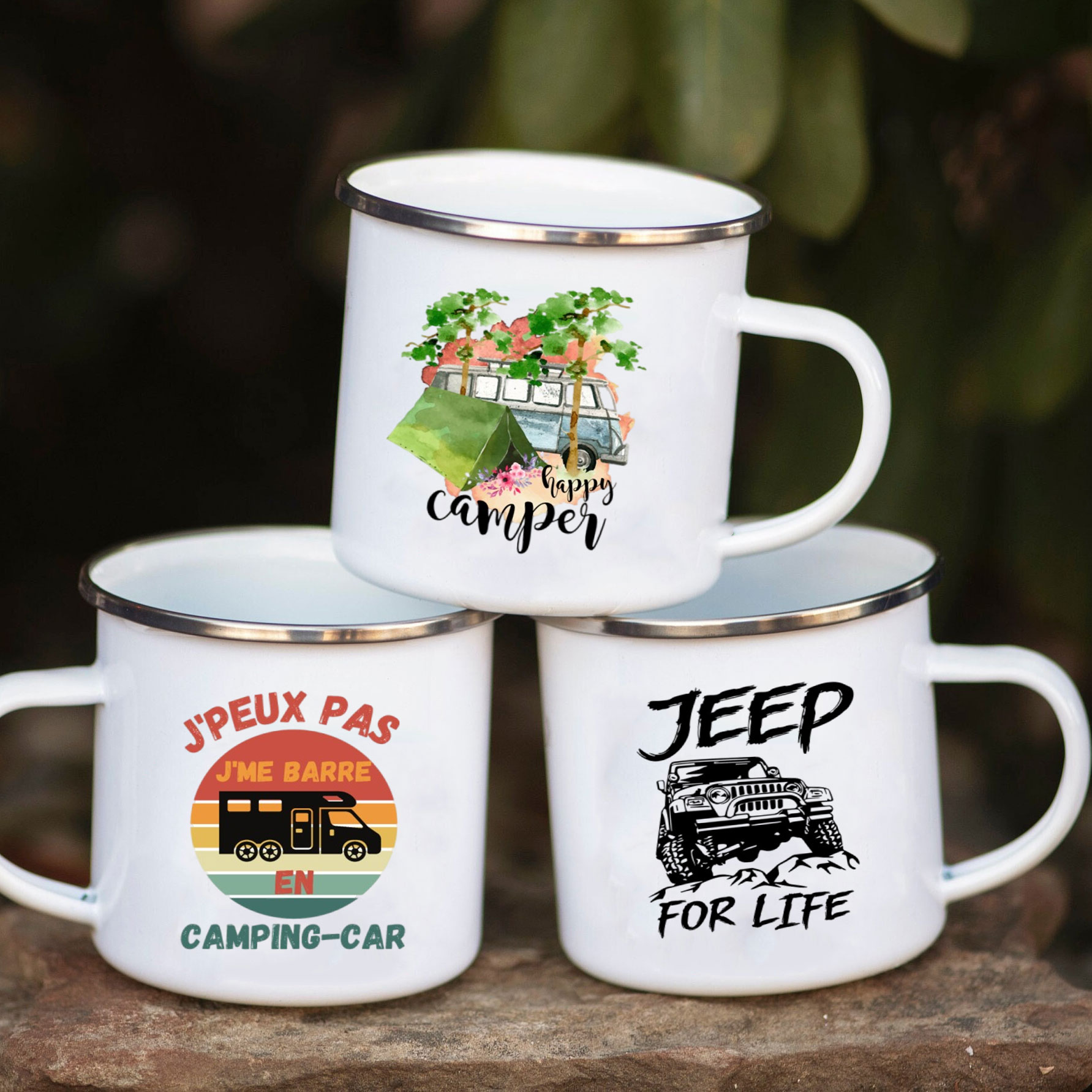 Outdoor Adventure Ideas - Camping Car Enamel Mug Adventure Together