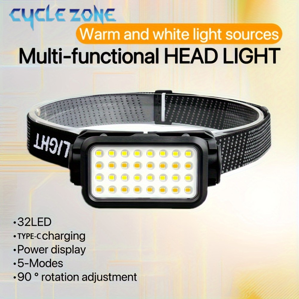 Rechargeable Headlamp with 32  - Outdoor Adventure At recension och pris